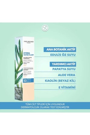 Açık Ton BB Krem SPF50 Ton Eşitleyici Renkli Nemlendirici Güneş Kremi Hydra Water Plump 40 ml