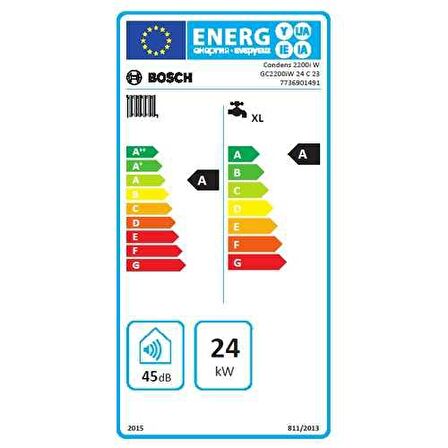 Bosch Condens 2200i W 24/25 kW (20.000 Kcal) Tam Yoğuşmalı Kombi