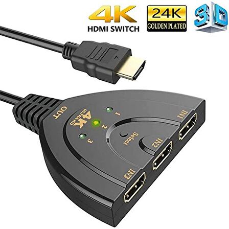 Coofbe 3 Port 4K HDMİ Çoklayıcı Adaptör HDMİ Çoklayıcı 3 Port HDMI Çoklayıcı Switch Full Hd Hdmi Switch