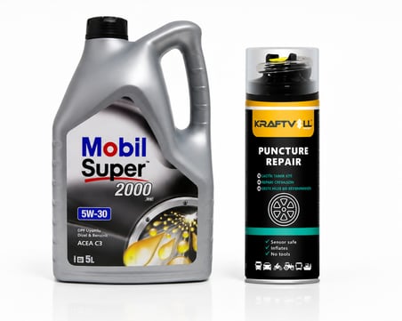 MOBİL SÜPER 2000 XE ACEA C3 5W-30 DPF MOTOR YAĞI 5 Litre + Lastik Tamir Kiti 400 ml