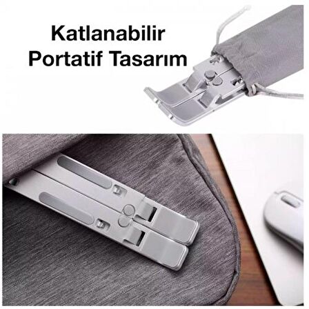 Coofbe Alüminyum 6 Farklı Yükseklik Ayarlı Taşınabilir Laptop Standı Tablet Notebook Standı Kaymaz Pad