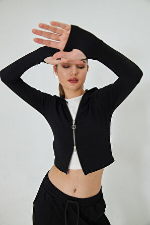 Özel Dikim Modal Kumaş  Fermuarlı Kapüşonlu Sweatshirt