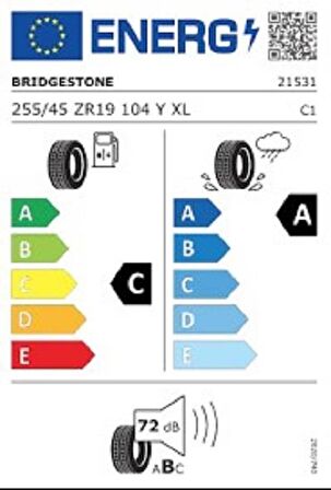 Bridgestone 255/45R19 104Y XL Potenza Sport Oto Yaz Lastiği (Üretim: 2023)