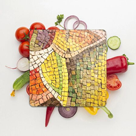 Decovetro Cam Kesme Tahtası Kare Mozaik Desenli 30x30 Cm