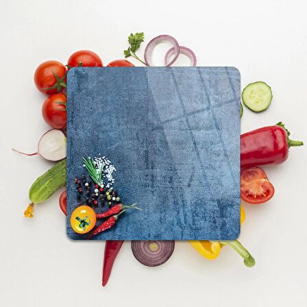 Decovetro Cam Kesme Tahtası Kare Sebze Desenli