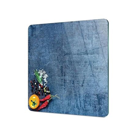 Decovetro Cam Kesme Tahtası Kare Sebze Desenli