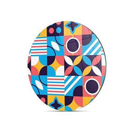 Decovetro Cam Kesme Tahtası Yuvarlak Karma Çizgi Desenli 30x30 Cm