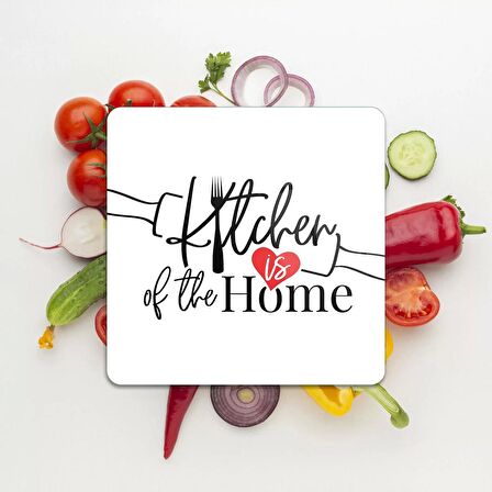 Decovetro Cam Kesme Tahtası Kare Kitchen Love Desenli 30x30 Cm