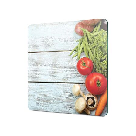 Decovetro Cam Kesme Tahtası Kare Mavi Ahşap Desenli 30x30 Cm