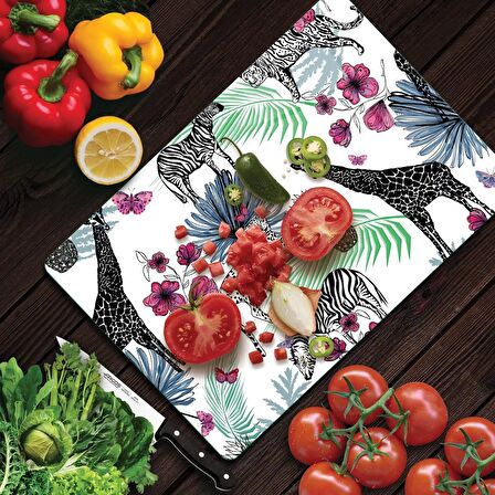 Decovetro Cam Kesme Tahtası Vintage Safari Desenli 30x40 Cm