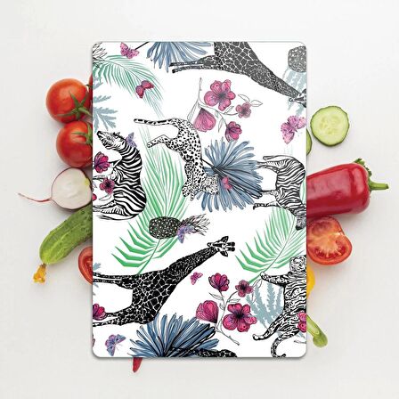 Decovetro Cam Kesme Tahtası Vintage Safari Desenli 30x40 Cm