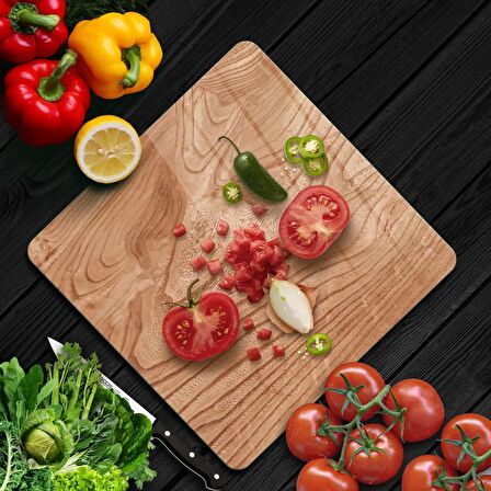 Decovetro Cam Kesme Tahtası Kare Dalgalı Ahşap Desenli 30x30 Cm