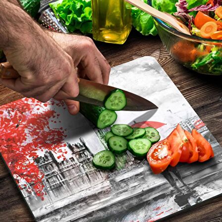 Decovetro Cam Kesme Tahtası Kare Love London Desenli 30x30 Cm