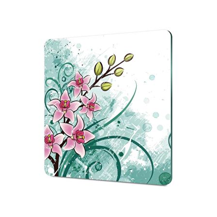 Decovetro Cam Kesme Tahtası Kare Eskitme Çiçek Desenli 30x30 Cm