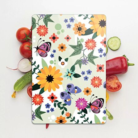 Decovetro Cam Kesme Tahtası Kelebek ve Çiçek Desenli 30x40 Cm