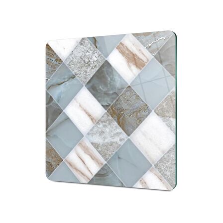 Decovetro Cam Kesme Tahtası Kare Gri Mermer Desenli 30x30 Cm
