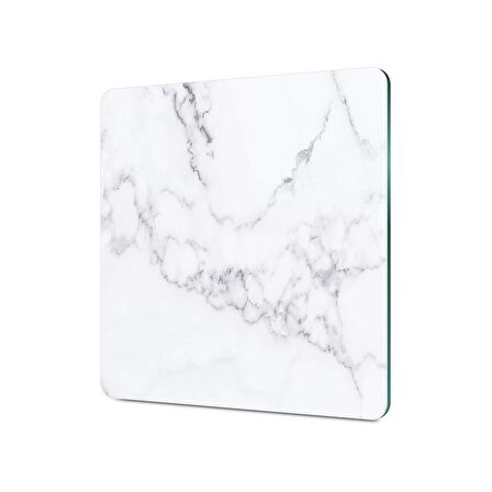 Decovetro Cam Kesme Tahtası Kare Beyaz Mermer Desenli 30x30 Cm