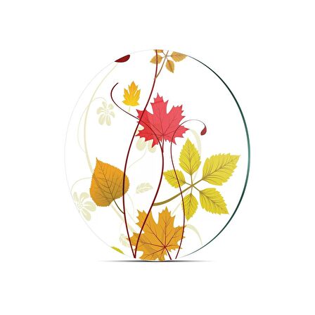 Decovetro Cam Kesme Tahtası Yuvarlak Renkli Çiçek Desenli 30x30 Cm