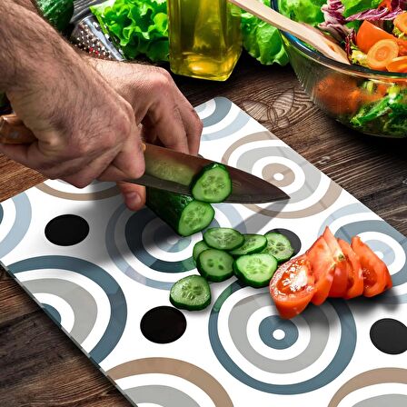 Decovetro Cam Kesme Tahtası Retro Yuvarlak Desenli 30x40 Cm