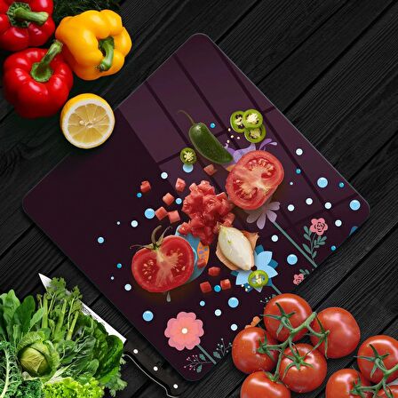 Decovetro Cam Kesme Tahtası Kare Aşk Kuşları Desenli 30x30 Cm
