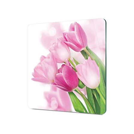 Decovetro Cam Kesme Tahtası Kare Lale Desenli 30x30 Cm