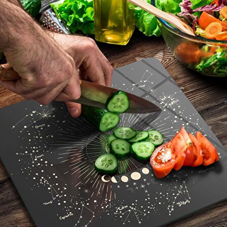 Decovetro Cam Kesme Tahtası Kare My Kitchen Horoscope Desenli 30x30 Cm