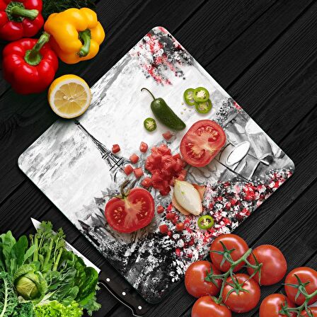 Decovetro Cam Kesme Tahtası Kare Love Paris Desenli 30x30 Cm