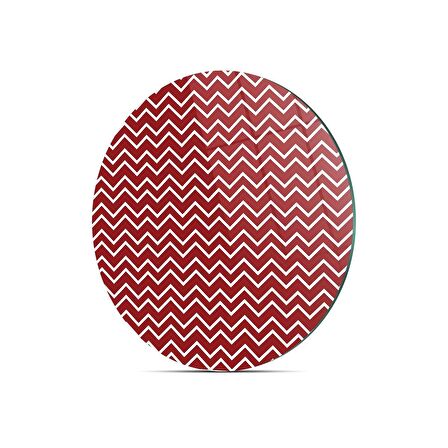 Decovetro Cam Kesme Tahtası Yuvarlak Kırmızı Beyaz Dalga Desenli 30x30 Cm
