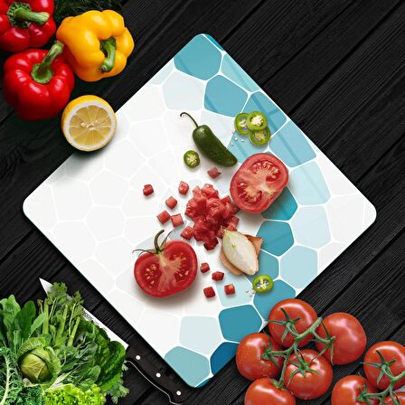 Decovetro Cam Kesme Tahtası Kare Petek Desenli 30x30 Cm