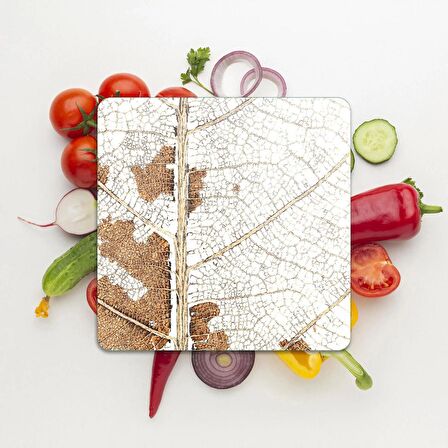 Decovetro Cam Kesme Tahtası Kare Sonbahar Yaprak Desenli 30x30 Cm