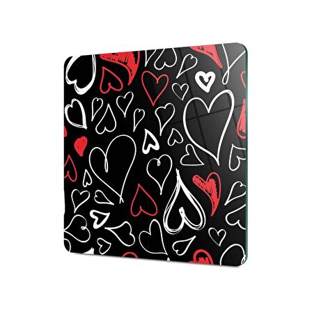 Decovetro Cam Kesme Tahtası Kare Love Desenli 30x30 Cm