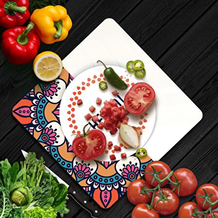 Decovetro Cam Kesme Tahtası Kare Hello Desenli 30x30 Cm