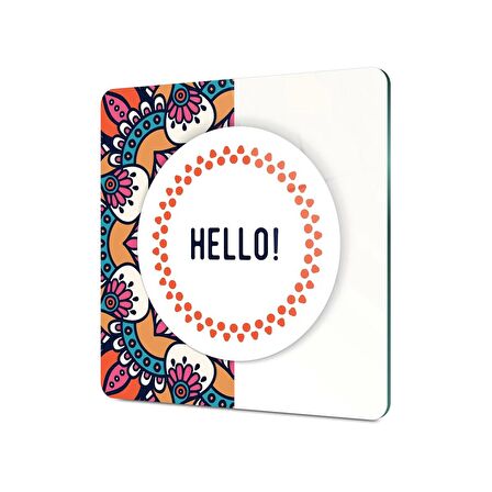Decovetro Cam Kesme Tahtası Kare Hello Desenli 30x30 Cm