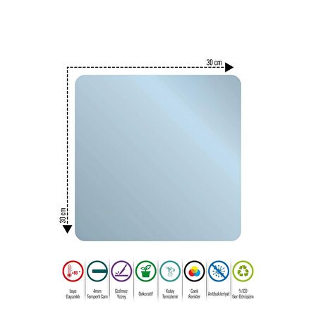 Decovetro Cam Kesme Tahtası Kare Nazar Boncuk Desenli 30x30 Cm
