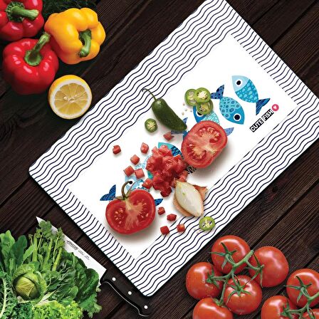 Decovetro Cam Kesme Tahtası Marine Cute Fish 20x30 Cm
