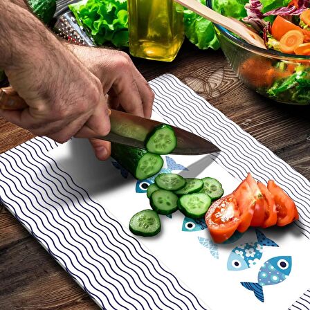 Decovetro Cam Kesme Tahtası Marine Cute Fish 20x30 Cm