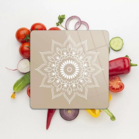 Decovetro Cam Kesme Tahtası Kare Mandala 4 Desenli