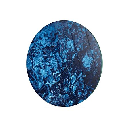 Decovetro Cam Kesme Tahtası Yuvarlak Mavi Taş Desenli 30x30 Cm