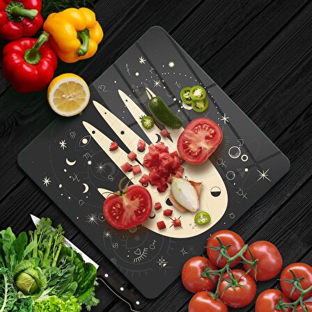 Decovetro Cam Kesme Tahtası Kare My Kitchen Horoscope Desenli 30x30 Cm