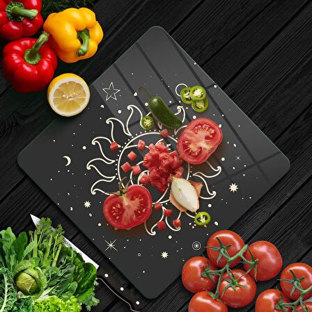 Decovetro Cam Kesme Tahtası Kare My Kitchen Horoscope Desenli 30x30 Cm