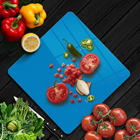 Decovetro Cam Kesme Tahtası Kare Aqua Rengi 30x30 Cm