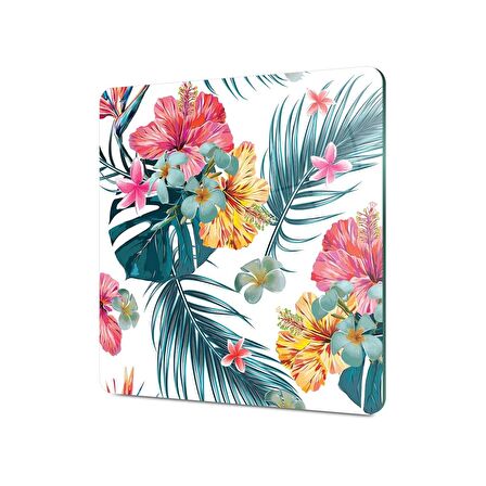 Decovetro Cam Kesme Tahtası Kare Karışık Çiçek Desenli 30x30 Cm