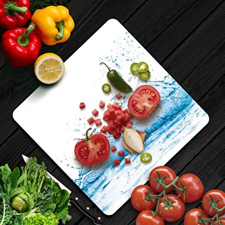 Decovetro Cam Kesme Tahtası Kare Splash Desenli 30x30 Cm