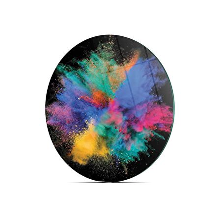 Decovetro Cam Kesme Tahtası Yuvarlak Renk Bulutu Desenli 30x30 Cm