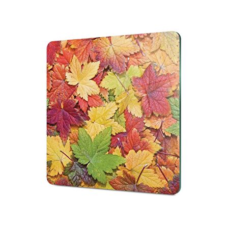 Decovetro Cam Kesme Tahtası Kare Sonbahar Yaprak Desenli 30x30 Cm