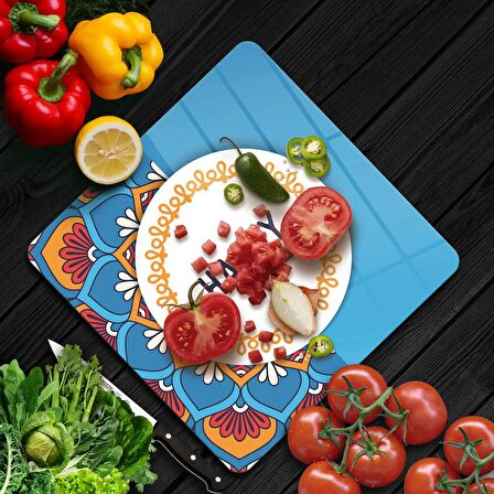 Decovetro Cam Kesme Tahtası Kare Happy Desenli 30x30 Cm