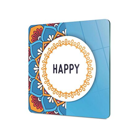 Decovetro Cam Kesme Tahtası Kare Happy Desenli 30x30 Cm