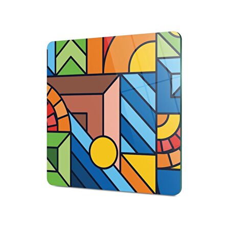 Decovetro Cam Kesme Tahtası Kare Karma Geometrik Desenli 30x30 Cm