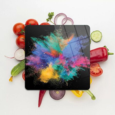 Decovetro Cam Kesme Tahtası Kare Renk Bulutu Desenli 30x30 Cm