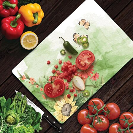 Decovetro Cam Kesme Tahtası Suluboya Kelebek Desenli 30x40 Cm